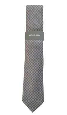 Michael Kors Necktie 3" Winslow Neat Gray Geo Standard Length Silk Blend NEW